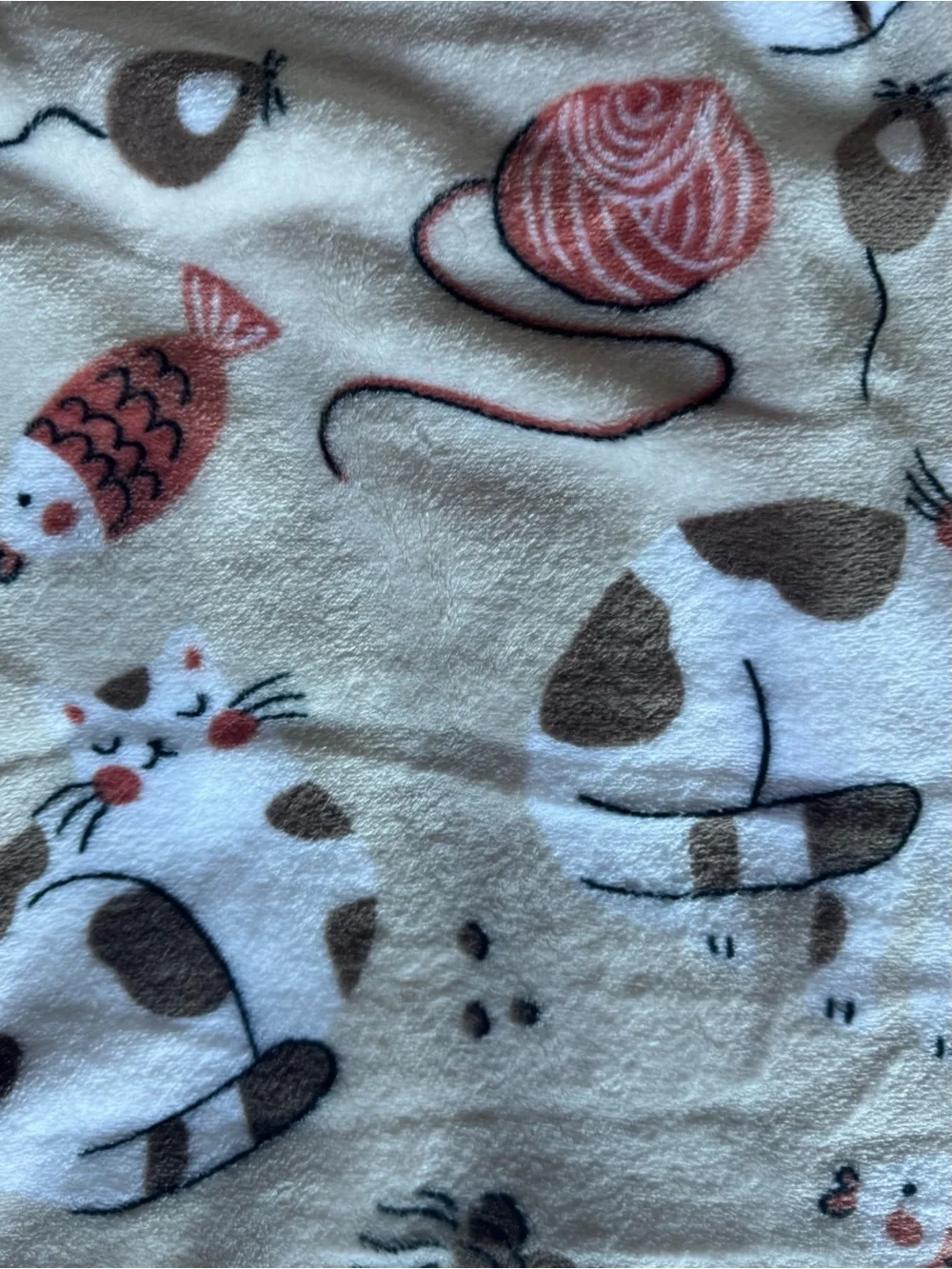 Happy Tails Adorable Throw Blanket for Pets & People w/Cats, Cat Toys, Fish NWT